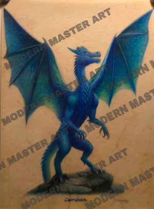 DRAGON DRAWING, LIMITED EDITION ON VELLUM "CERRIDWEN"