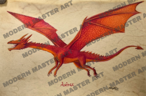ORIGINAL DRAGON DRAWING ON VELLUM (ASTRAX)