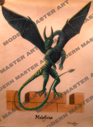 ORIGINAL DRAGON DRAWING ON VELLUM (MALEFICUS)